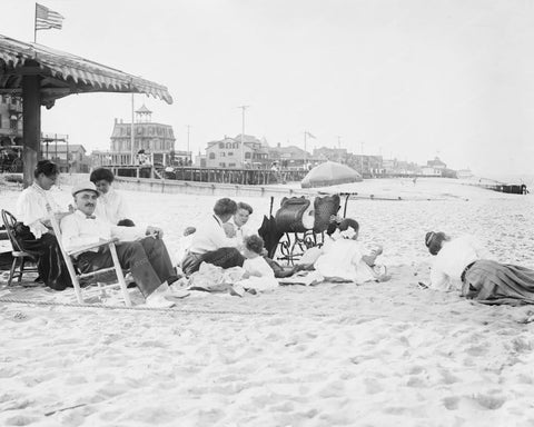 Belmar Beach Vintage Sunbathers 8x10 Reprint Of Old Photo - Photoseeum