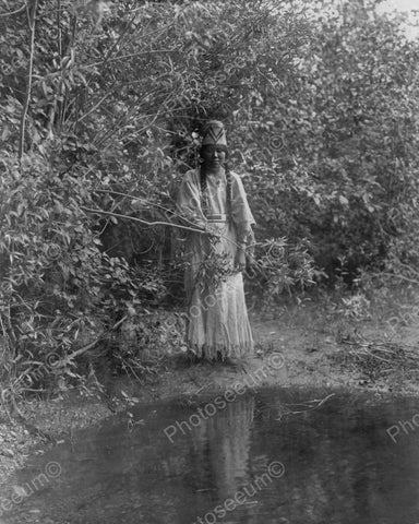 Young Indian Woman Near Stream Vintage 8x10 Reprint Of Old Photo - Photoseeum