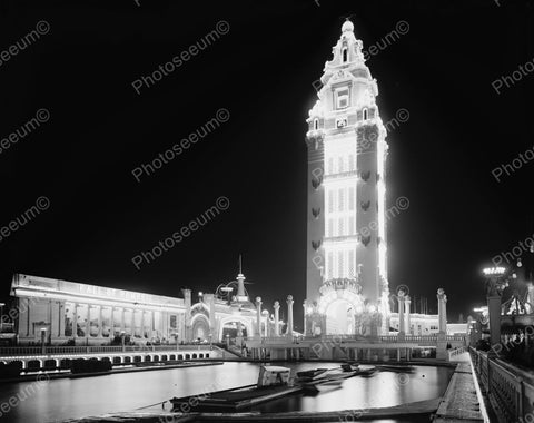 Dreamland Park Coney Island At Night 1905 Vintage 8x10 Reprint Of Old Photo - Photoseeum