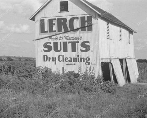 Barn Sign Lerch Suits Dry Cleaning 1938 Vintage 8x10 Reprint Of Old Photo - Photoseeum