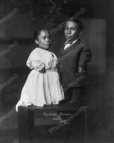 Philipino Boy & Girl Midgets 1900s 8x10 Reprint Of Old Photo - Photoseeum