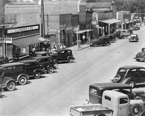 Alabama Main Street with Coca Cola Signs 1935 8x10 Reprint Of Old Photo - Photoseeum