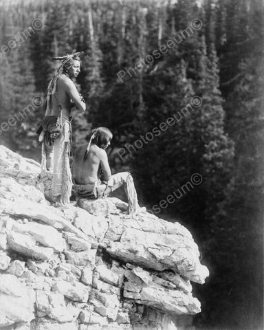 Native Indians Sit At Canyon Look Out 8x10 Reprint Of Old Photo - Photoseeum