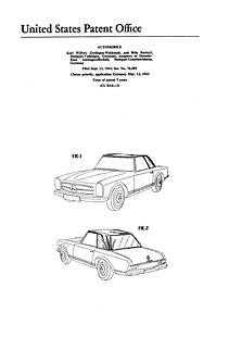 USA Patent for 1960's Mercedes Benz 230SL Drawings - Photoseeum