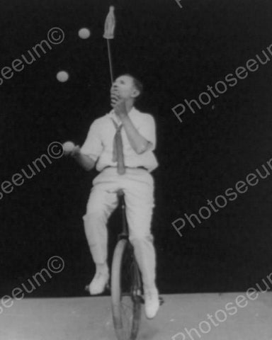 Juggler Rides Unicycle With Balls In Air 8x10 Reprint Of Old Photo - Photoseeum