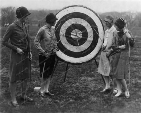 Women At Archery Target Vintage 8x10 Reprint Of Old Photo - Photoseeum