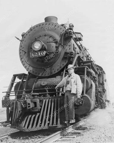 Photographer Holding Camera Front Locomotive Vintage 8x10 Reprint Of Old Photo - Photoseeum