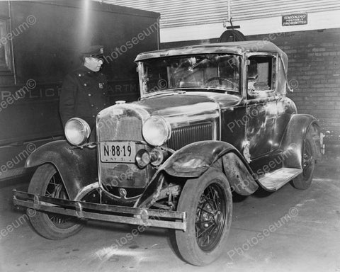 Ford Coupe Being Inspected By Police Vintage 8x10 Reprint Of Old Photo - Photoseeum