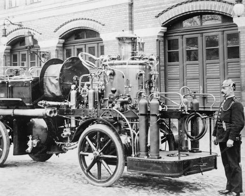 German Fire Engine Vintage 8x10 Reprint Of Old Photo - Photoseeum