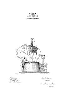 USA Patent Elephant Bank 1880's Drawings - Photoseeum