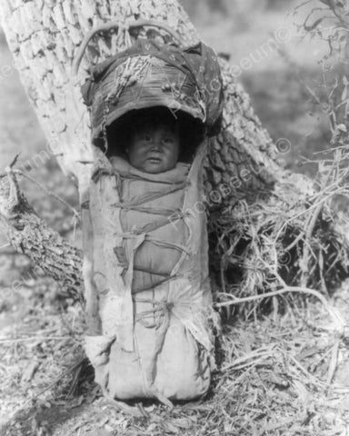 Native Indian Apache Baby Papoose In A Cradle Board 8x10 Reprint Of Old Photo - Photoseeum