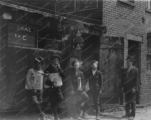 Smoking Young Newspaper Boys 1910s 8x10 Reprint Of Old Photo - Photoseeum